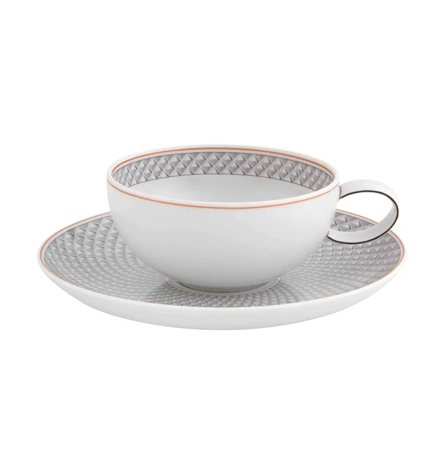 obrazek 1 Porcelanowa filiżanka do herbaty ze spodkiem Maya z unikatowym geometrycznym wykończeniem - Vista Alegre