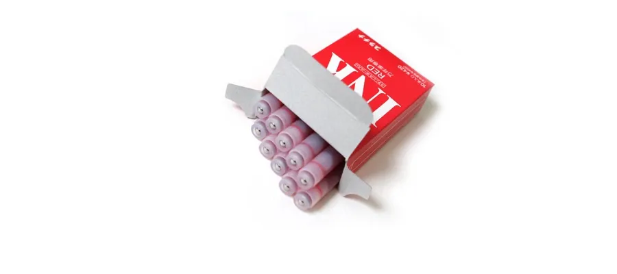 picture 1 Cartridge type dyestuff ink for fountain pen - Red (Pack of 10)