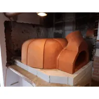 Picture Italian pizza oven made of certified refractory terracotta with chimney: diameter 200 mm - weight 320 kg - Goti Terrecotte