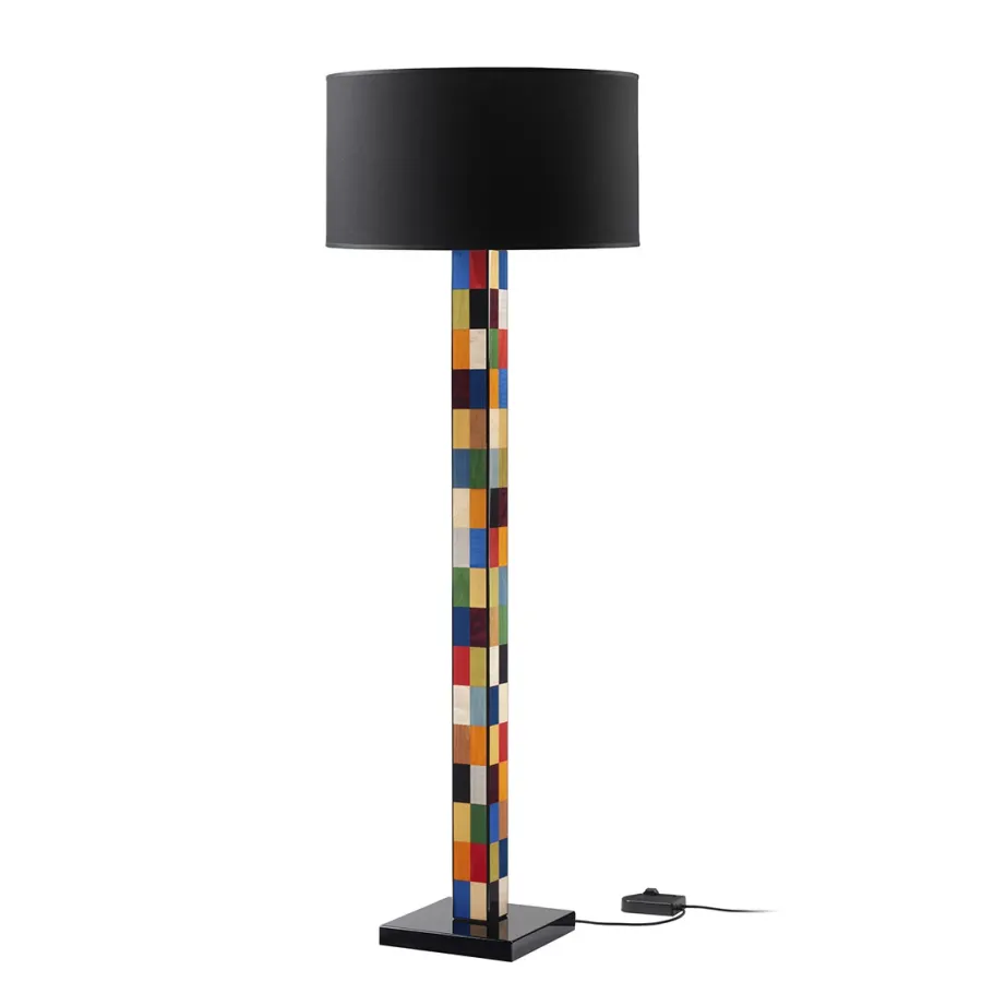 obrazek 2 Stylowa lampa stojąca wykonana z drewna i inkrustowanego forniru