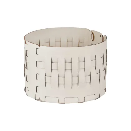 Zdjęcie Biały okrągły kosz Bottega-15 Ø20xH12 cm z plecionej skóry