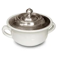 Zdjęcie Ceramiczna waza na zupę z pokrywką z pewteru