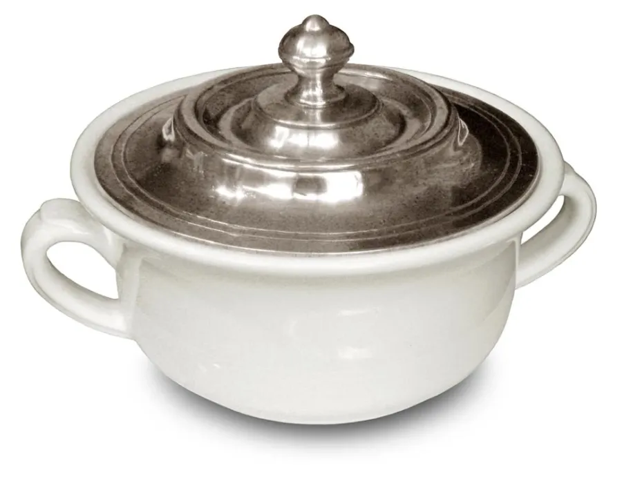 obrazek 1 Ceramiczna waza na zupę z pokrywką z pewteru