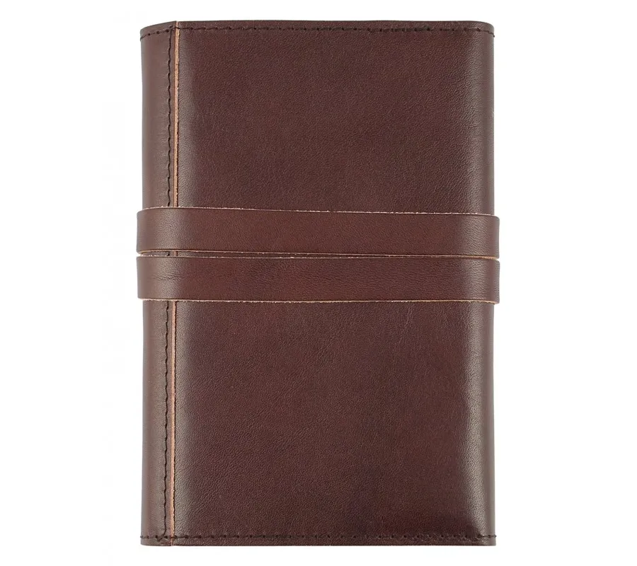 obrazek 7 Ciemnobrązowy notes + kalendarz ze skóry naturalnej