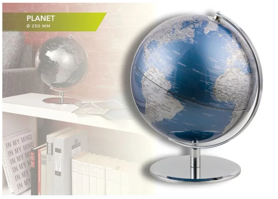 obrazek 3 Klasyczny globus Planet na chromowanej podstawie