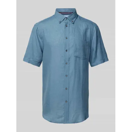 Zdjęcie Koszula lniana o kroju regular fit z kołnierzykiem typu button down