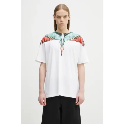 Zdjęcie Marcelo Burlon t-shirt bawełniany Icon Wings Basic T-Shirt White Multicolo męski kolor biały z nadrukiem CMAA056S25JER0010184