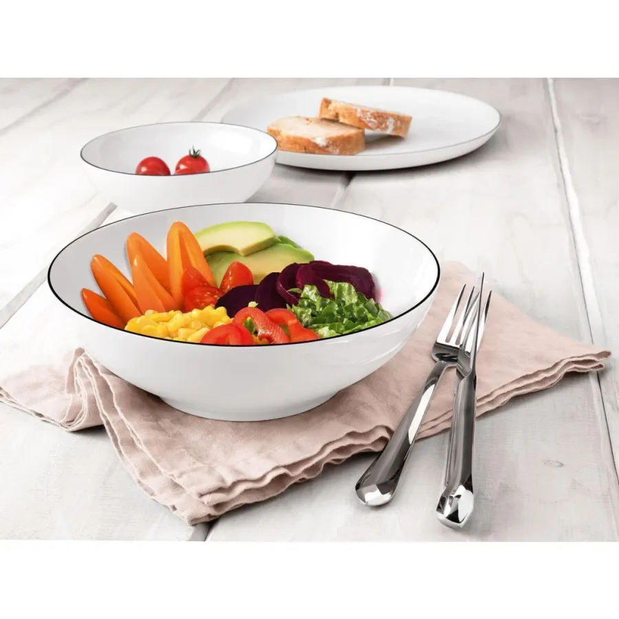 obrazek 5 Porcelanowy okrągły talerz do zupy 21 cm z czarną obwódką - Seltmann Weiden