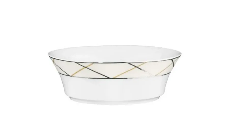 obrazek 1 Okrągła mała porcelanowa miska z pięknym kremowo-srebrnym zdobieniem - Tettau