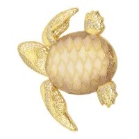 Zdjęcie Żółw wystawna broszka I8-karatowe pozłacane srebro Białe cyrkonie Różowy lakier do paznokci
