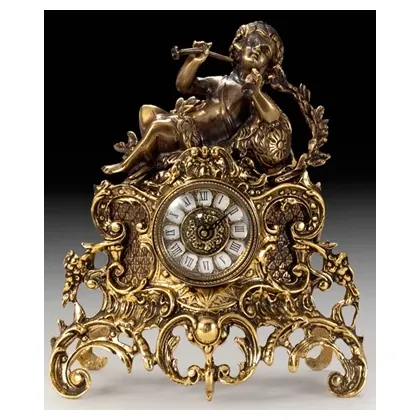Picture Angel playing the trumpet - modern bronze clock