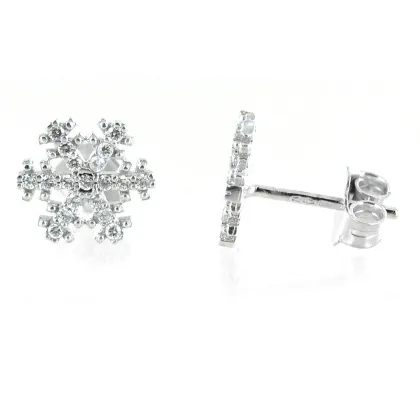 Zdjęcie Kolczyki z płatkami śniegu z białego złota i cyrkonii