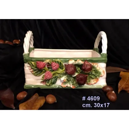 Picture Rectangular ceramic basket with two handles