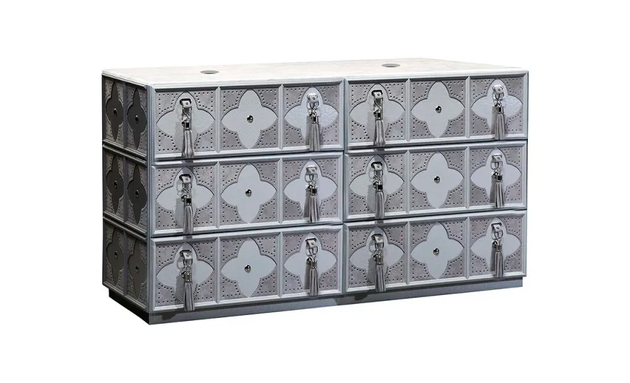 obrazek 1 Luksusowa szafka łazienkowa VALENTINA -skóra, marmur, mosiądz - Collecion Alexandra