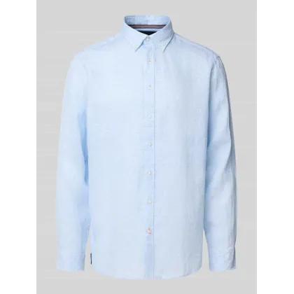 Zdjęcie Koszula lniana o kroju regular fit z kołnierzykiem typu button down