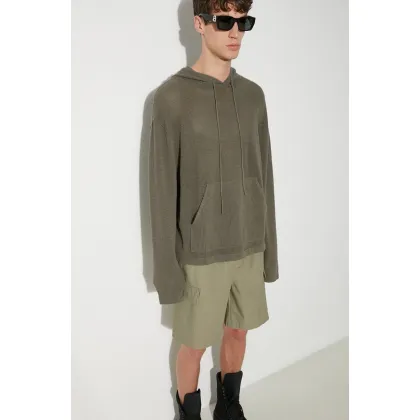 Zdjęcie MKI MIYUKI ZOKU bluza bawełniana Loose Gauge Hoody męska kolor zielony z kapturem gładka LOOSE.GAUGE.HOODY