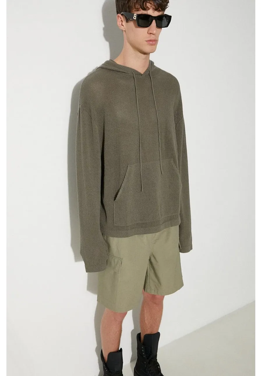 obrazek 1 MKI MIYUKI ZOKU bluza bawełniana Loose Gauge Hoody męska kolor zielony z kapturem gładka LOOSE.GAUGE.HOODY