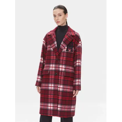 Zdjęcie Tommy Hilfiger Płaszcz wełniany Imd Tartan WW0WW39761 Czerwony Relaxed Fit