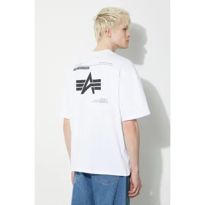 Zdjęcie Alpha Industries t-shirt bawełniany Logo BP męski kolor biały gładki 146507