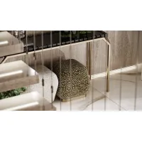 Picture Luxurious upholstered stool with metal base