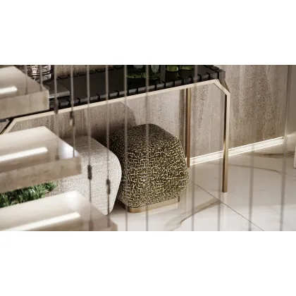 Picture Luxurious upholstered stool with metal base