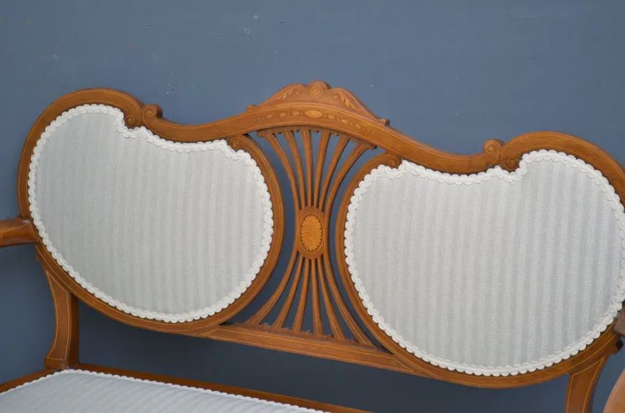 obrazek 4 Atrakcyjna mahoniowa i inkrustowana sofa w stylu edwardiańskim - antyk z XIX wieku