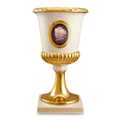 Picture Ceramic crater-shaped vase with cameo decoration - Ahura