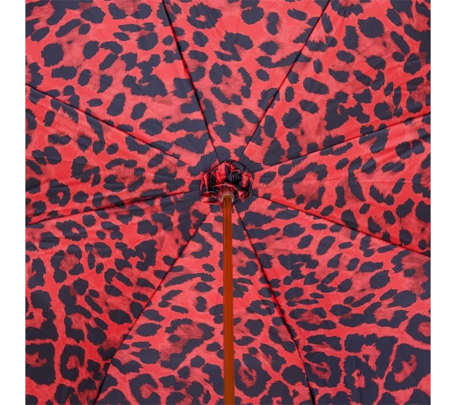 obrazek 4 Elegancki czarny parasol damski zdobiony animalistycznym wzorem z rączką z kryształkami Swarovskiego – Pasotti
