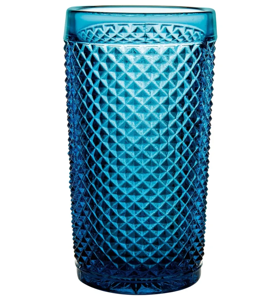 obrazek 1 Zestaw czterech niebieskich szklanek do drinków highball o klasycznym kształcie z reliefowym motywem - Vista Alegre
