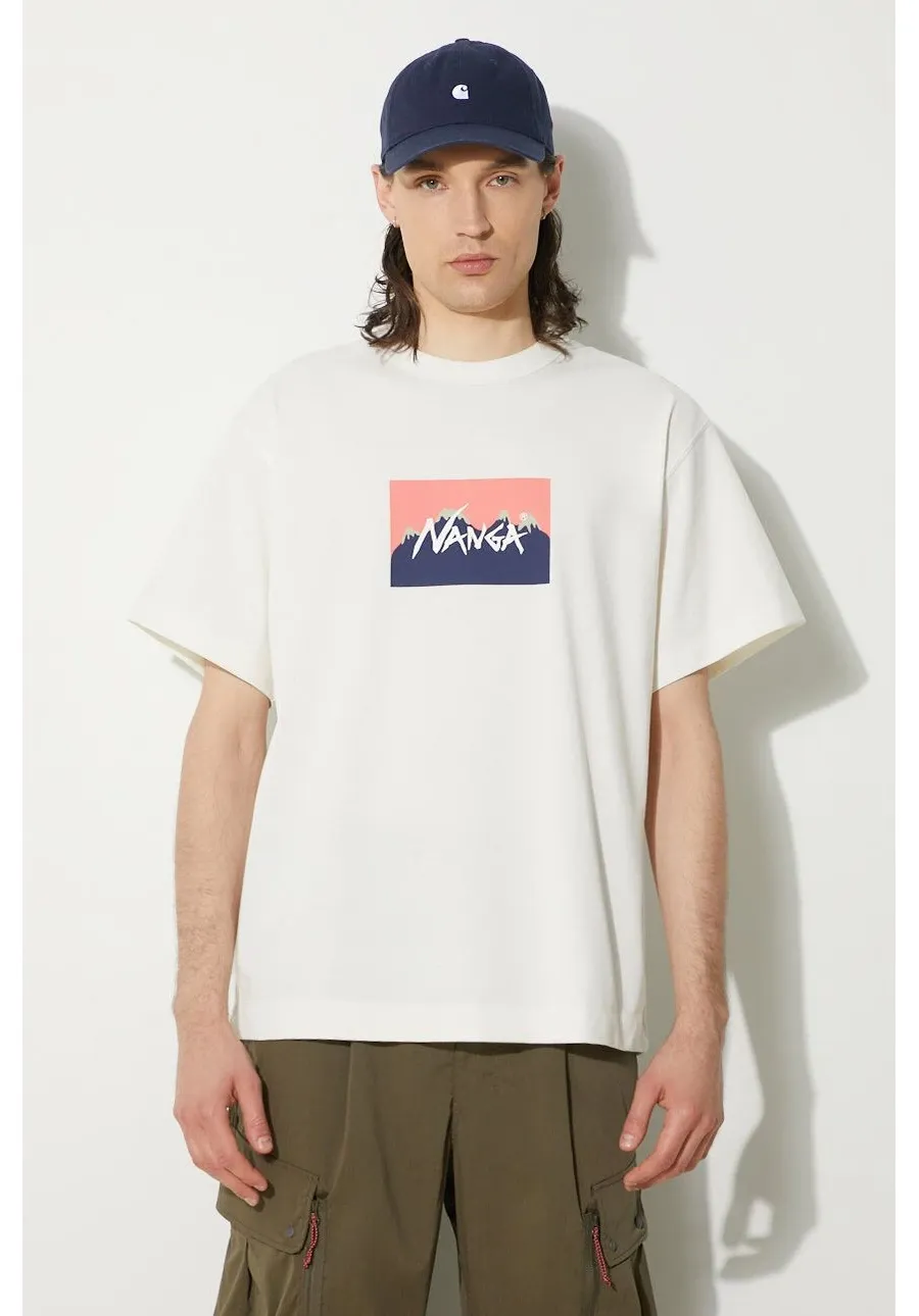 obrazek 1 Nanga t-shirt Nanga × Jerry Ukai Eco Hybrid Nanga Logo Tee męski kolor biały z nadrukiem NW2411.1G805.C