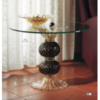 Picture Murano glass coffee table with two bowls and a base in antique gold and crystal – Il Paralume Marina