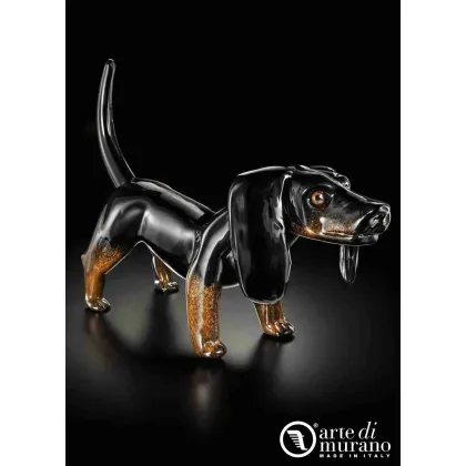 Zdjęcie Elegancka figurka jamnika ze szkła Murano