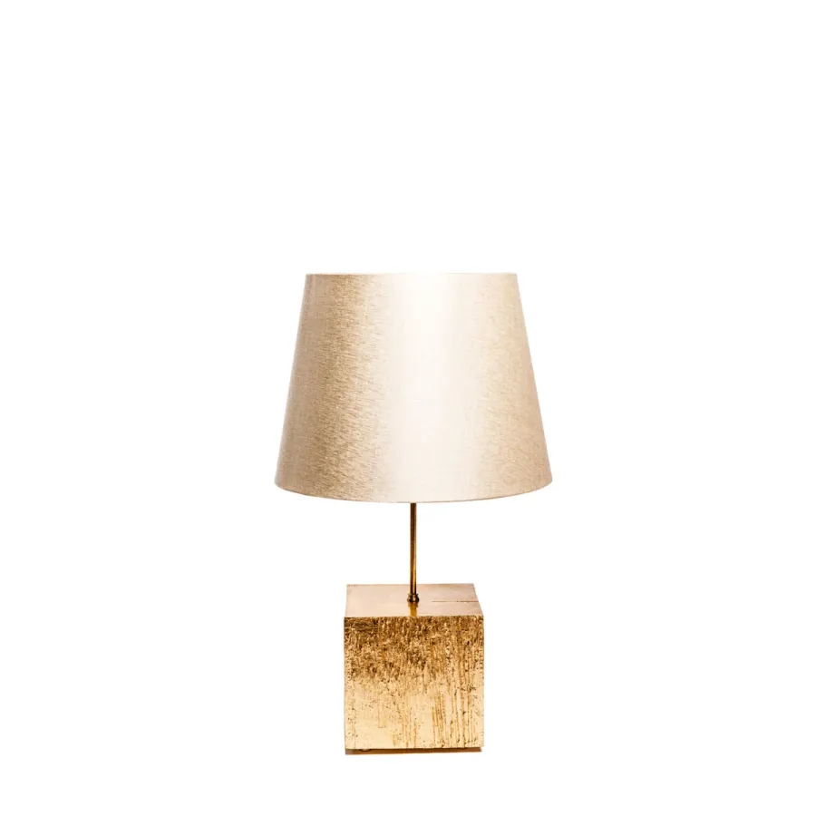obrazek 1 Lampa stołowa wykonana z mosiądzu z abażurem w kolorze kości słoniowej - Ginger & Jagger
