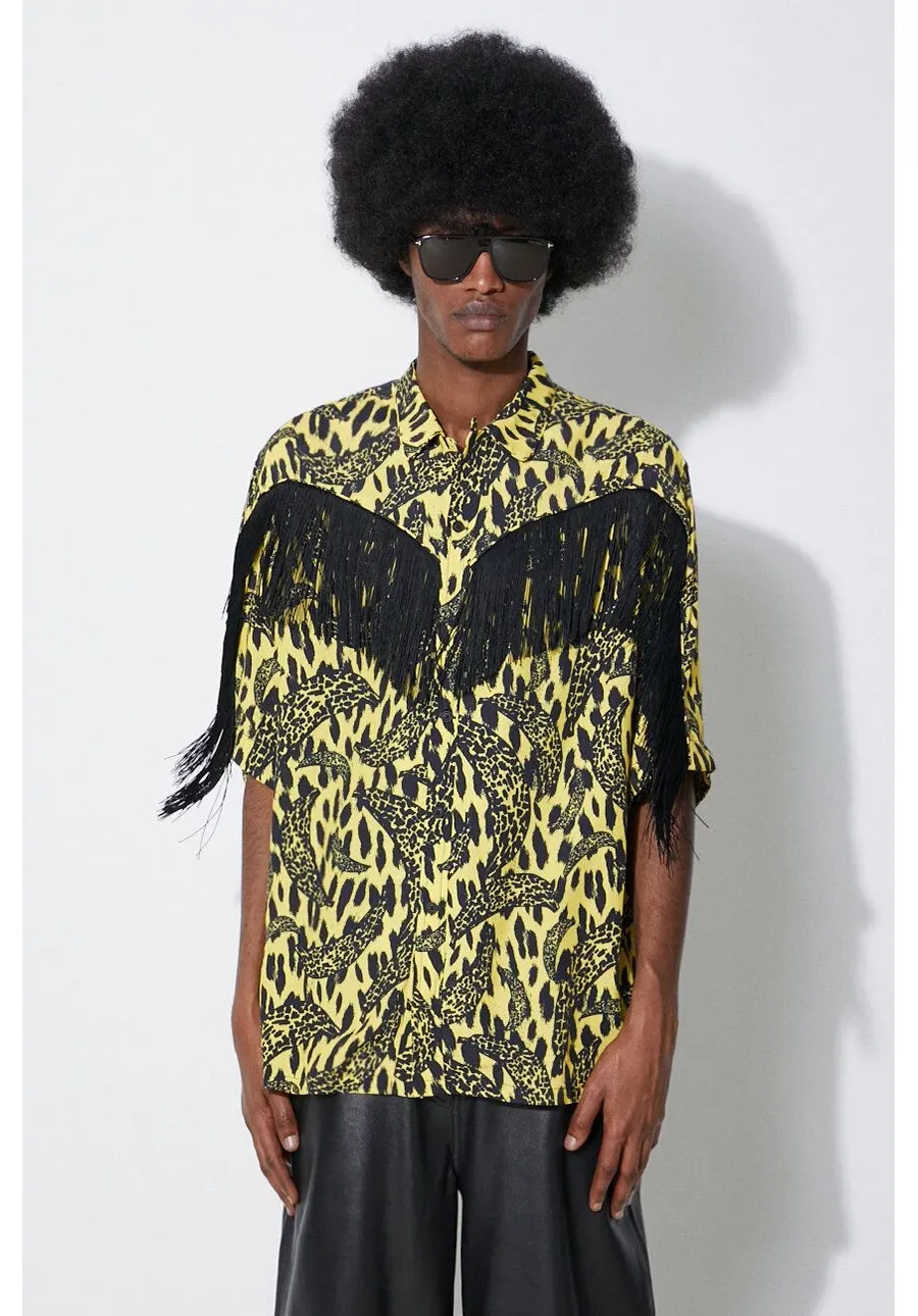 obrazek 1 Fiorucci koszula Banimalier Print Fringed Shirt męska kolor żółty regular M01FPTSH054VI01YW02