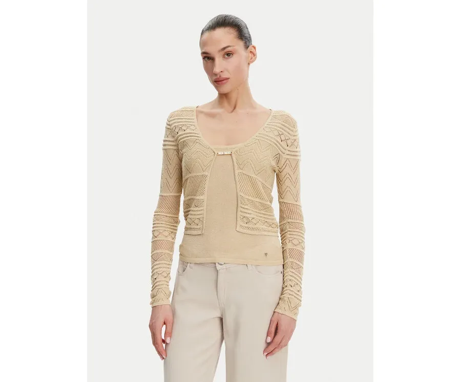 obrazek 1 Guess Kardigan W5GR15 Z3E22 Beżowy Regular Fit