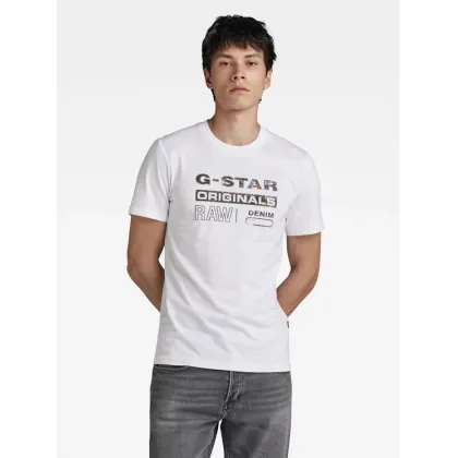 Zdjęcie G-Star Raw T-Shirt Distressed D24420-336 Biały Slim Fit