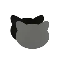 Picture Stylish table mat 12x12 cm in the shape of a cat's head in black and gray
