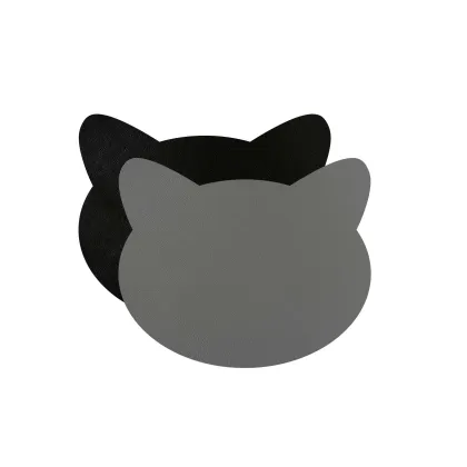 Zdjęcie Stylowa podkładka na stół 12x12 cm w kształcie głowy kota w kolorze czarnym i szarym