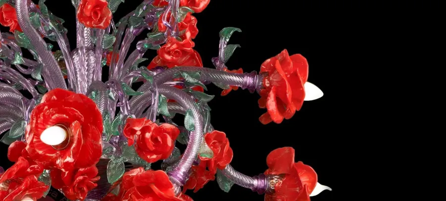 obrazek 2 Wyjątkowy kwiatowy żyrandol ze szkła Murano z Włoch - Vetreria Artistica Rosa