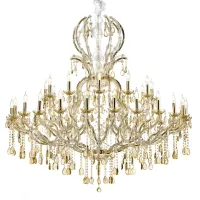 Picture Chandelier in a golden frame covered with transparent glass arms and glass drops - Il Paralume Marina