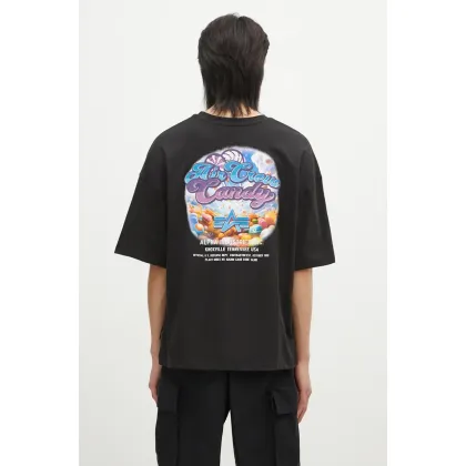 Zdjęcie Alpha Industries t-shirt bawełniany Candy Crew męski kolor czarny z nadrukiem 148509