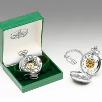 Picture Luxurious men's pocket watch made of pewter with decorations inspired by the Book of Kells