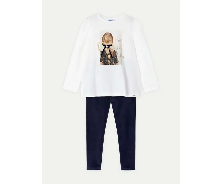 obrazek 1 Mayoral Komplet bluzka i legginsy 4705 Granatowy Slim Fit