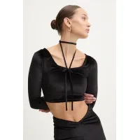 Zdjęcie Fiorucci longsleeve welurowy kolor czarny W01FMTLO115VR01BK01