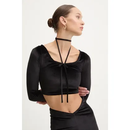 Zdjęcie Fiorucci longsleeve welurowy kolor czarny W01FMTLO115VR01BK01