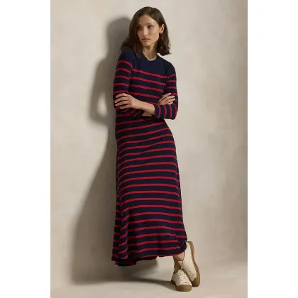 Zdjęcie Polo Ralph Lauren sukienka kolor niebieski maxi rozkloszowana 211924266