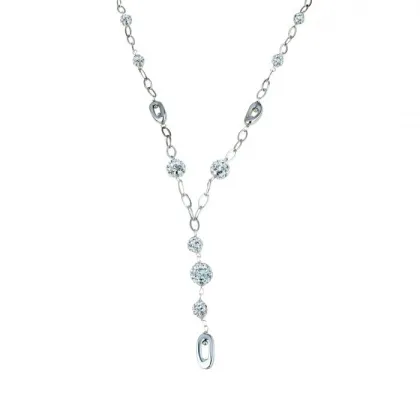 Zdjęcie Stylowy choker z kulami w żywicy owalny wisiorek cm.45