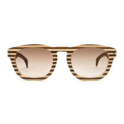Zdjęcie Męskie okulary z orzecha w poziome paski - Legno Light