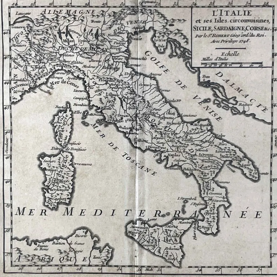 obrazek 2 Starożytna mapa geograficzna Włoch 1748 roku