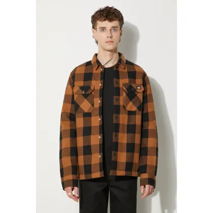 Zdjęcie Dickies kurtka Sherpa Lined męska kolor brązowy przejściowa DK0A4XGRBD0 DK0A4XGRBD0-BRAZOWY